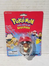 Vtg Pokemon Keychain Evee Pokeball 1999 Basic Fun #133. Sealed