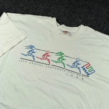 Vintage 1998 Enron Corporate Cup Run T Shirt Mens 3XL White USA Omaha Nebraska