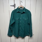 Camisa de gamuza vintage Dakota by Five Brothers verde azulado con botones de franela XL
