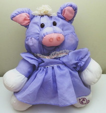 Vintage Fisher Price Puffalumps Puff A Lump Lavender Purple Pig 1980s Nylon