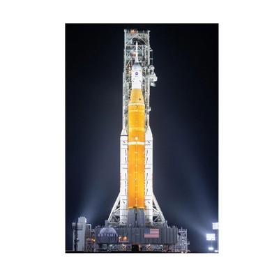 Artemis 2 Rocket Launch Pad   Lunar Flyby Mission US Flag Decor - POSTER 20''x30''