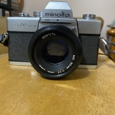 Vintage Minolta SRT SC-II 35mm SLR Film Camera Black Silver  MD 50mm 1:1.7 Lens