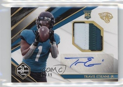 2021 Limited Spotlight Gold 42/49 Travis Etienne Jr RPA Rookie Patch Auto RC 1w9