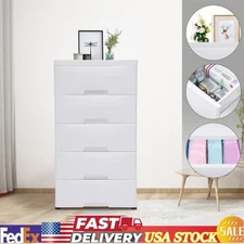 5 Stackable Drawers Modern Storage Cabinet White Vertical Dresser Chest Closet
