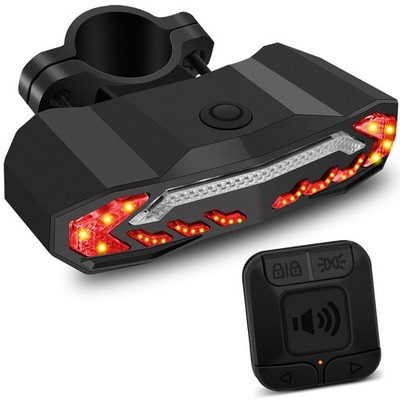 Bike Anti-Theft Alarm Horn 110dB LED Tail Light USB Rechargeable Turn Signals US