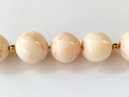 Collana Corallo Rosa Oro Giallo 18 Kt Vintage - Foto 5 di 7