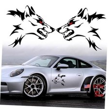 2pcs Wolf Graphics For Car Body Side Door Stickers Animal Racing Sports Black