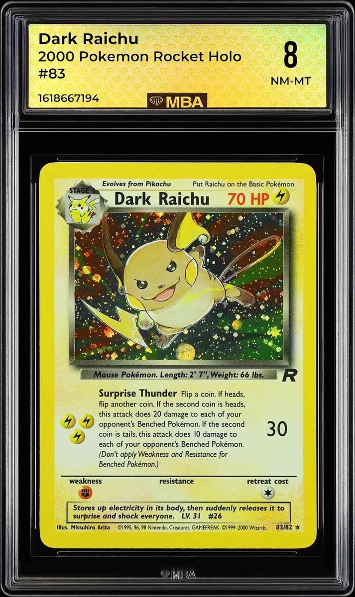 first secret rare pokemon card Pokémon TCG Team Rocket Individual Collectible Game Cards for sale 1st Edition Dark Raichu 83/32
