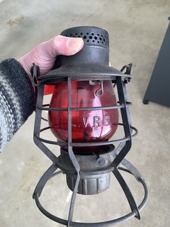 Antique Lehigh Valley Railway Railroad Lantern. LVRR. Red Embossed Globe