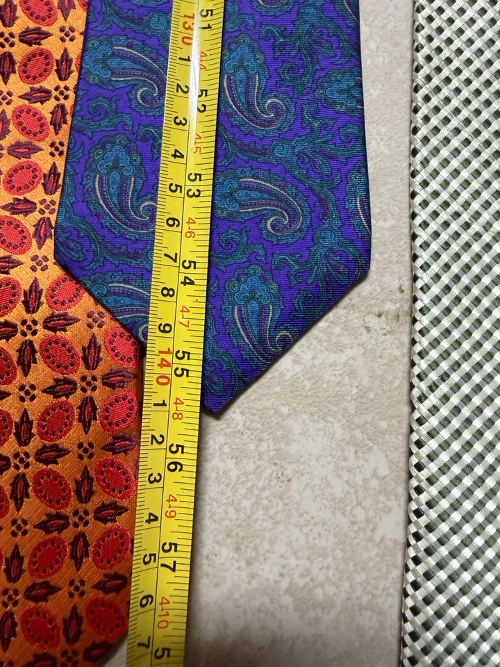 Corbata HATHAWAY Hombre 100% Seda 55 1/2" x 3 1/2" Diseñador PAISLEY Azul/Púrpura Foto 3 de 4