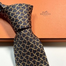 Good Condition HERMES Tie High Quality Silk H Motif Allover Pattern Silk