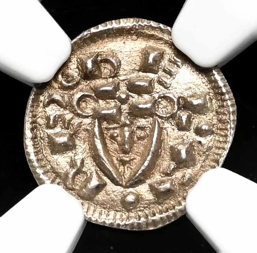 HUNGARY. Bela II, 1131-1141. Silver Denar, Portrait type, NGC MS60