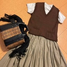MHL. Brown Knit Vest V-Neck Size M - Margaret Howell