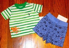 POLO RALPH LAUREN AUTHENTIC BABY BOYS ORIGINAL NEW 2Pc SHORTS SET Size 6M, NWT