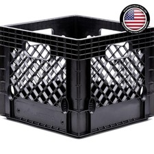 Durable and Stackable 16 Quart Multi-Purpose Milk Crate - Smooth Black Finish