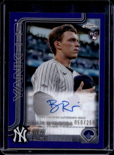 2025 Topps Chrome Update Ben Rice Rookie Debut Auto RC Purple Refractor #/250