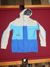 Burton Dryride Hooded Ski Snowboard Jacket Blue Gray Colorblock Men's Size L