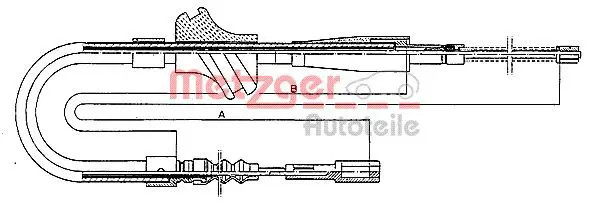 Cavo freno a mano Freno a tamburo 10.409 METZGER per AUDI 100 C3 Tre volumi - Immagine 4