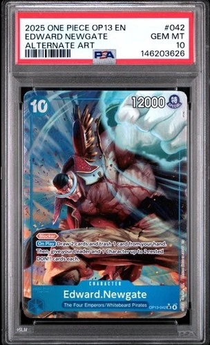 2025 OP13-042 One Piece CCG Carrying On His Will Edward Newgate Alt Art PSA 10