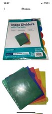 NEW Index Dividers with Pockets - Fits Most 3-Ring Binders 5 COUNT.