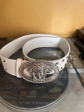 White Versace Medusa Belt Waist 36