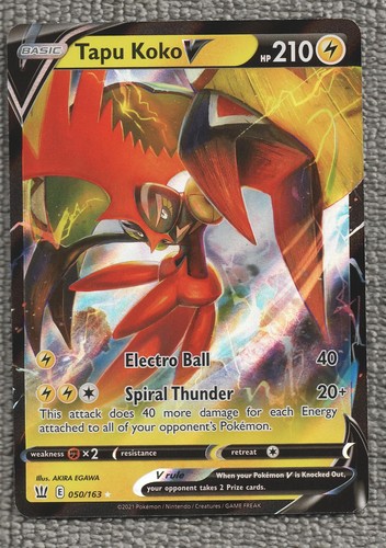 Tapu Koko V 050/163 Holo V Rare Battle Styles Pokemon Near Mint