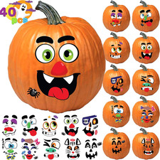 Halloween Pumpkin Decorating Stickers 40 Faces Craft Kit 18 Sticker Sheets 12