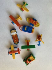 9 Vintage Bruder Mini Plastic Ship Planes Helicopter West Germany Miniature Toys