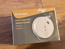 4 pack Andyssey GS517A Wired Smoke Alarm Detector Replaceable Battery Back-up 
