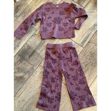 Modern Moments by Gerber Girls 4T Purple Floral Knit Sweater and Pants Set 2pc