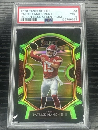 2020 PANINI SELECT 2 PATRICK MAHOMES II DIE-CUT NEON GREEN PRIZM SSP