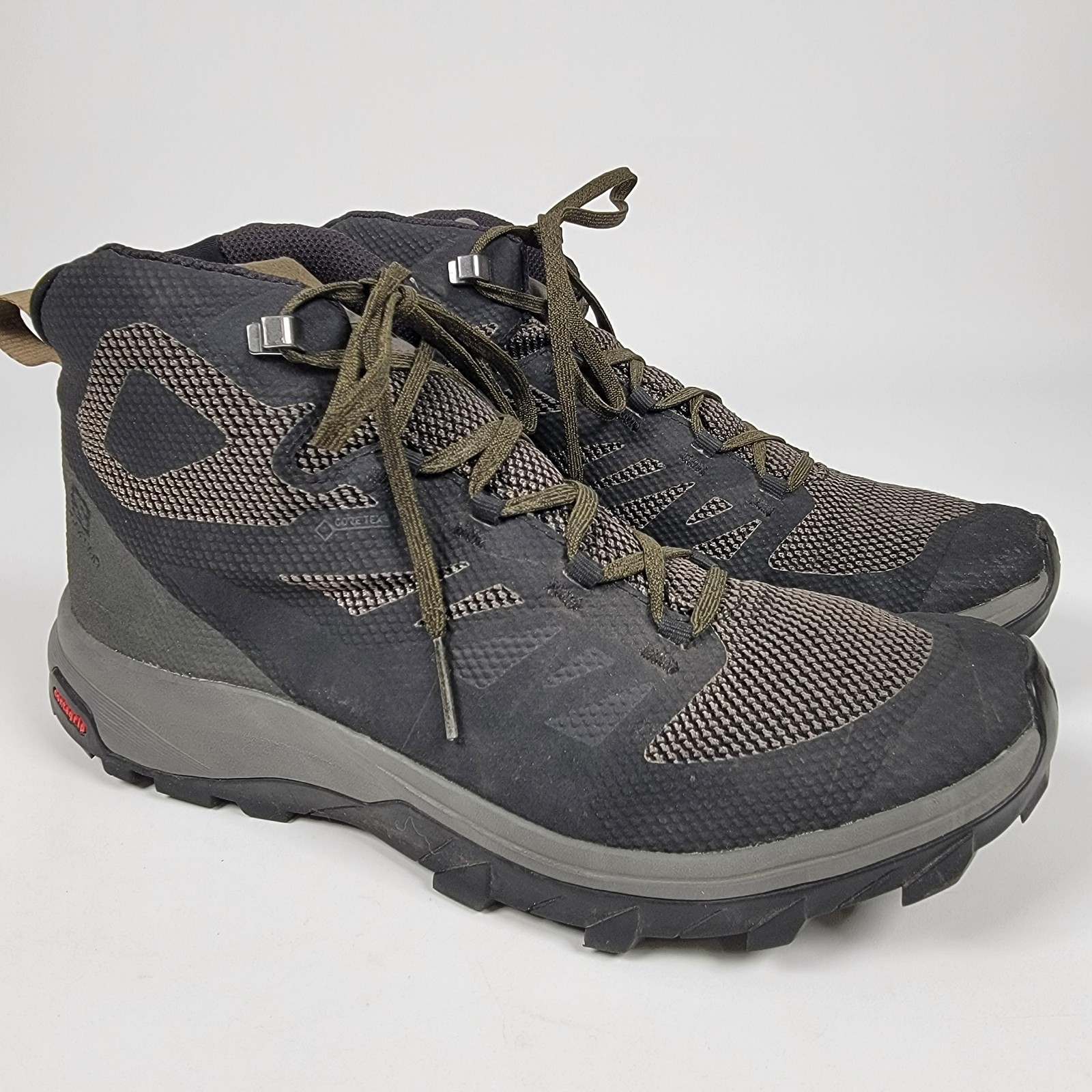 Scarpe da trekking Salomon Outline Mid GTX da uomo taglia 10 US EUR 44 nere sneakers