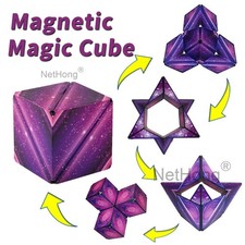 3D Changeable Variety Magnetic Geometric Puzzle Hand Flip Magic Cube Toys Gift