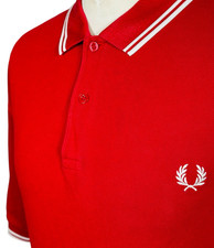 Fred Perry M3600 Polo Mens XL Siren Red/Snow White Ska Mod Scooter Casuals Skins