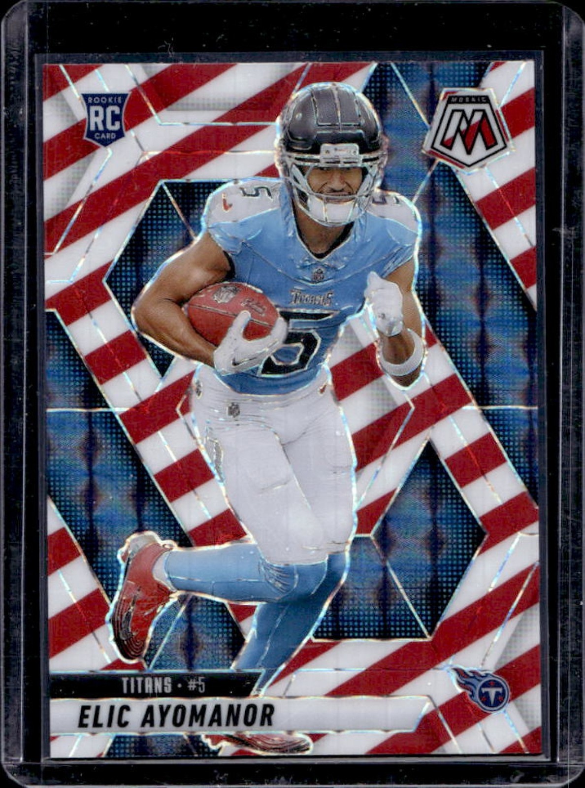 2025 Mosaic Elic Ayomanor Rookies RC Red and White Stripe Prizm #333 Titans