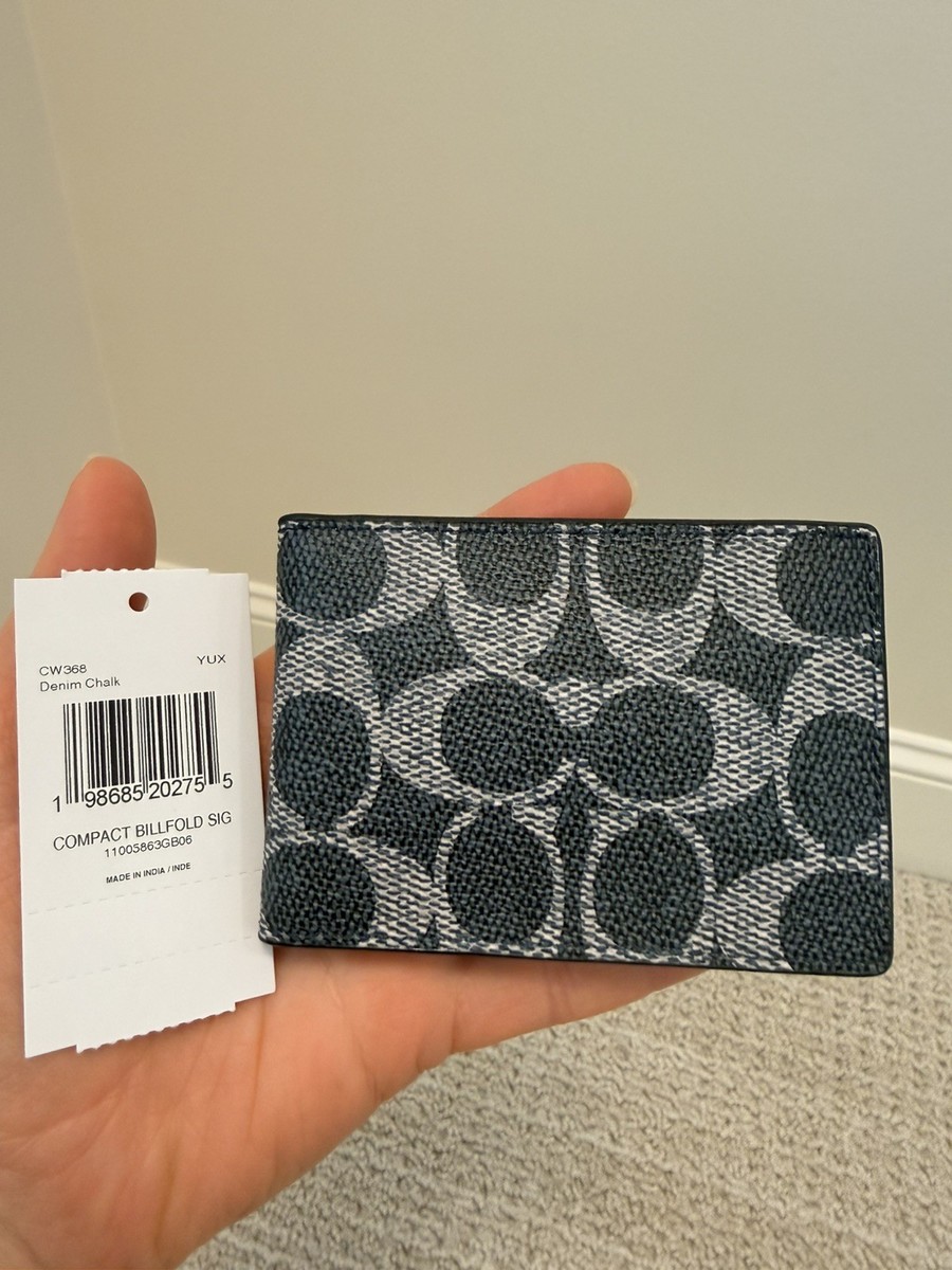COACH財布 NWT 💯 Coach Men's Compact Billfold Wallet In Signature Canvas