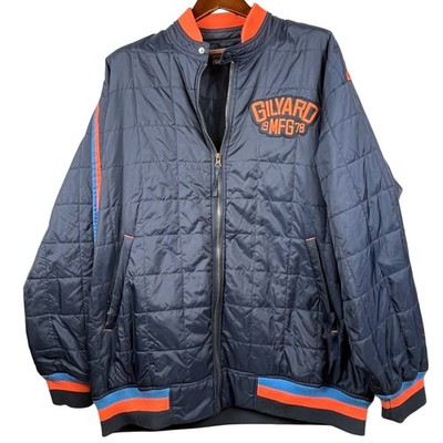 Gilyard MFG 2XL Quilted Bomber Jacket Knit Cuffs Navy Orange Workwear