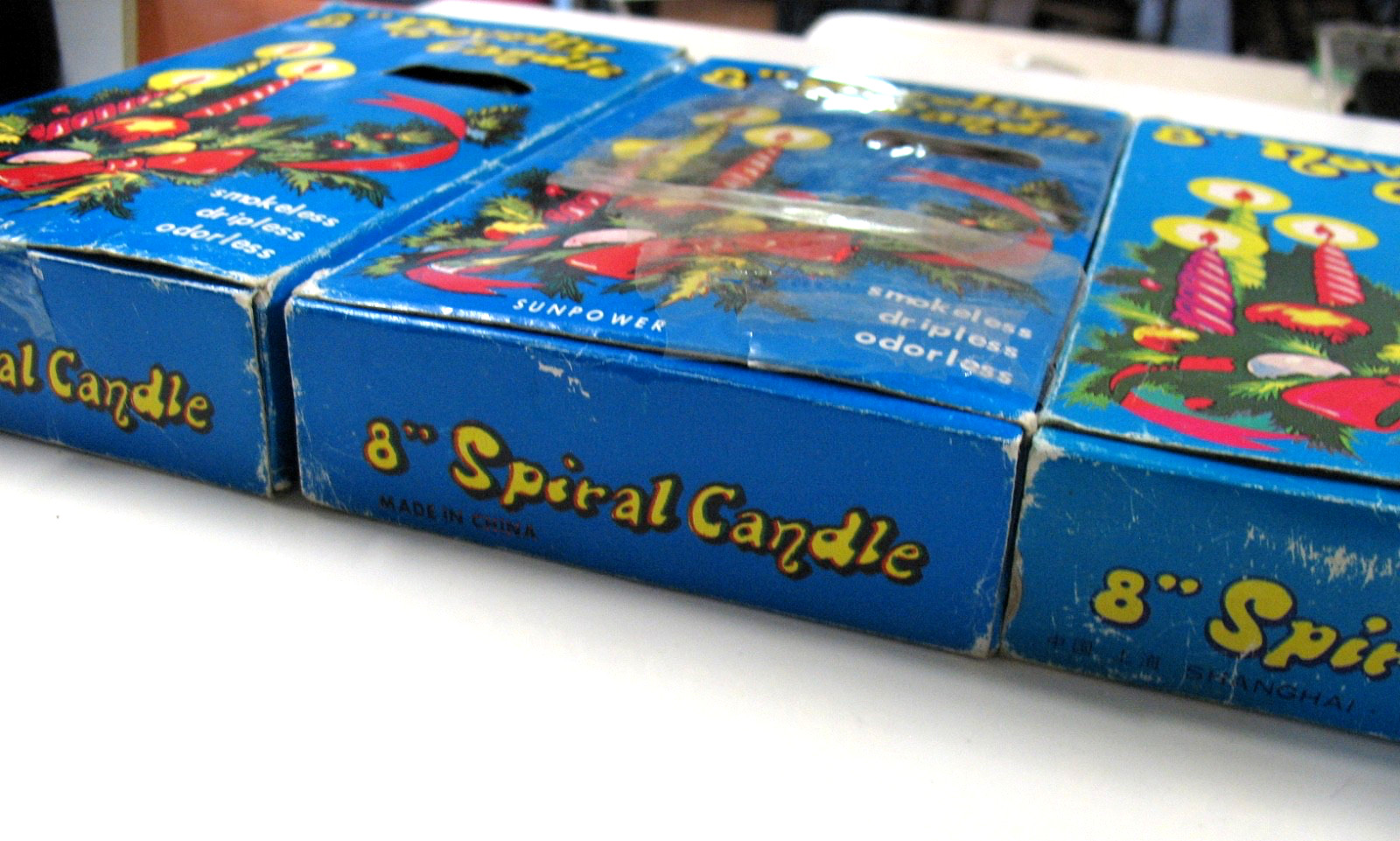 3 Boxes VTG Christmas 8" NOVELTY CANDLES Spiral Swirl Twist Taper Holiday Decor - second product detail image