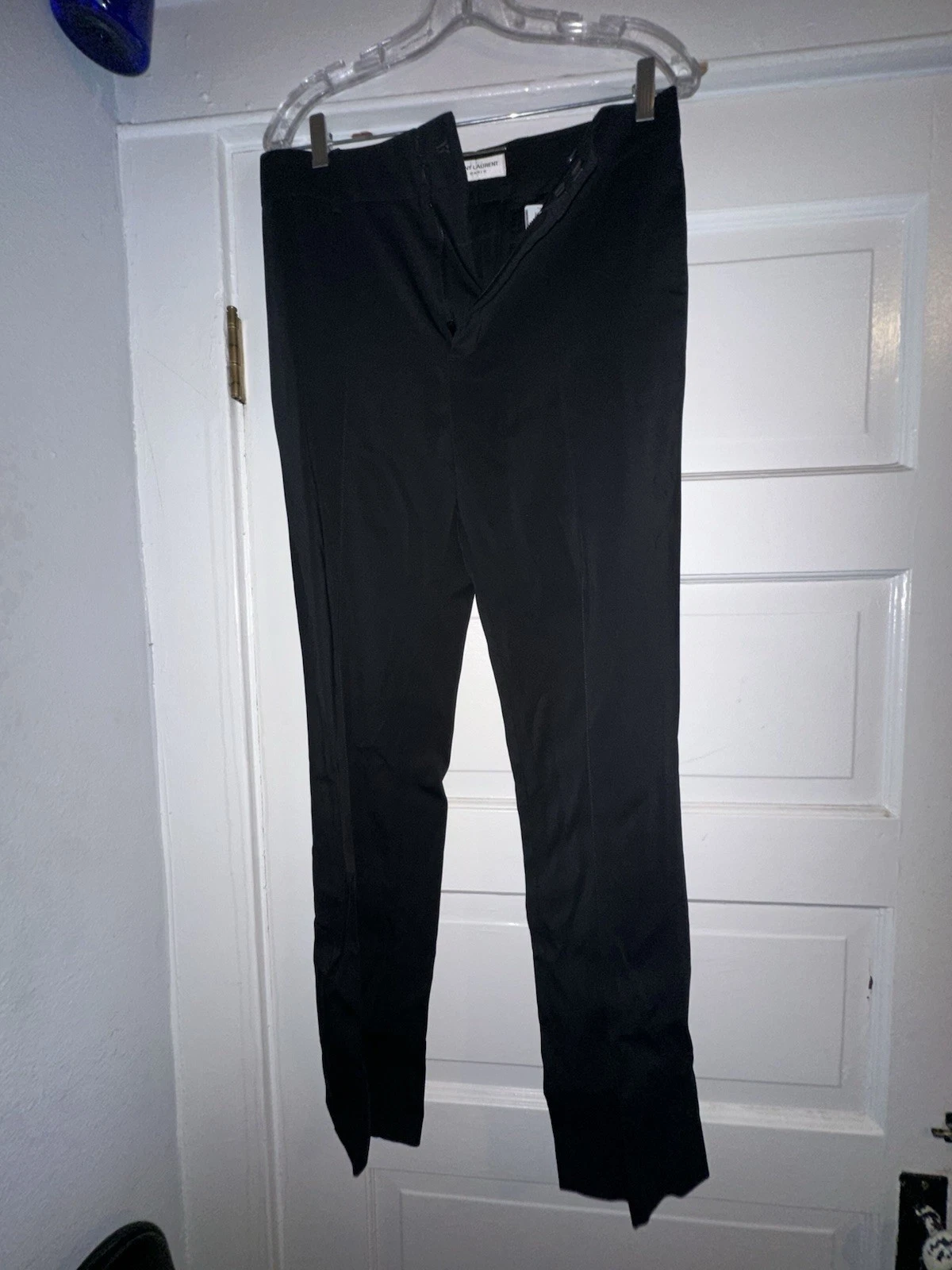 SAINT LAURENT (YSL) Pantalone Saint Laurent SS24 30 nero gabardine viscosa vita alta vestibilità dritta
