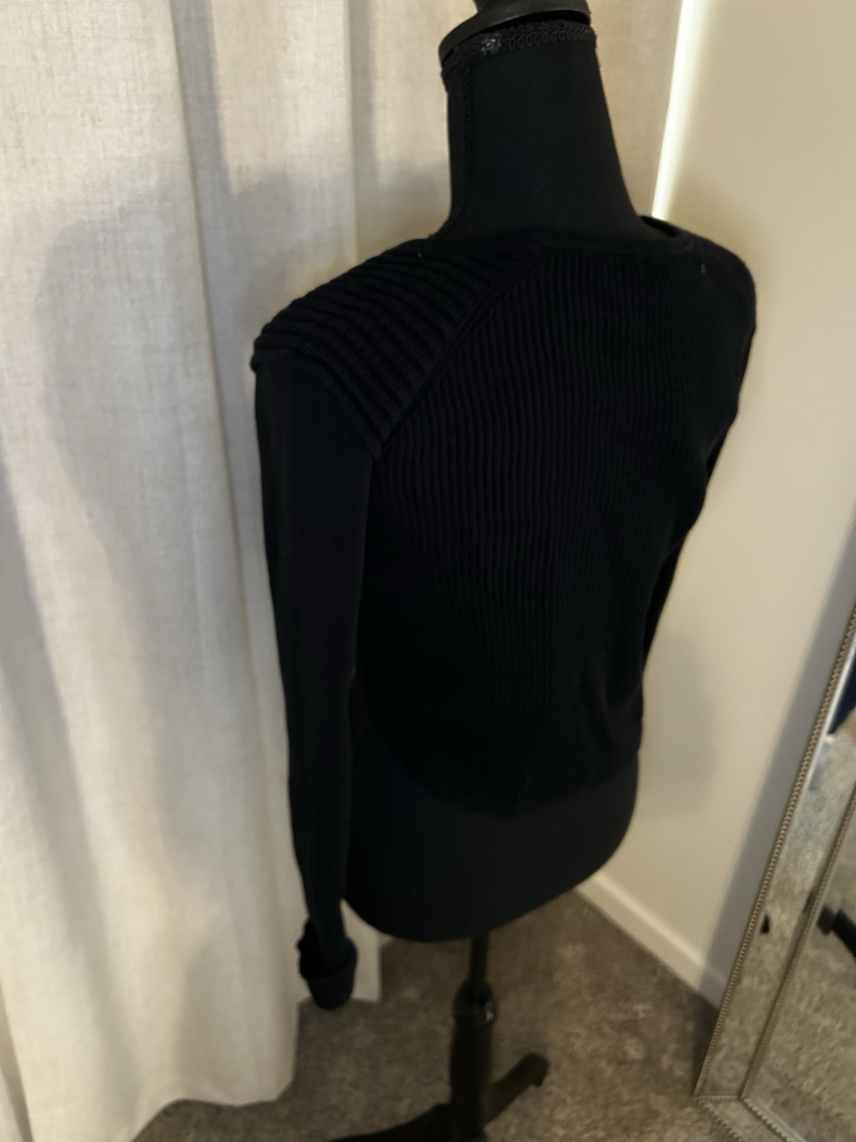 CABI Solid Black Ribbed Prep Cropped Pullover Cre… - image 7