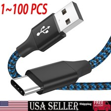 Braided USB C Type-C Fast Charging Data SYNC Charger Cable Cord 3/6/10FT Lot