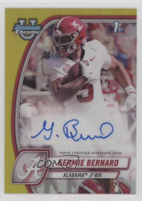 2024 Bowman U Chrome Prospect Yellow Refractor 62/75 Germie Bernard Auto 0j3l