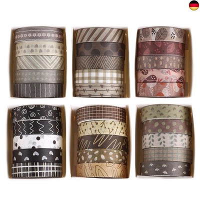 YUBX 30 Rollen Washi Tape Set Kreative Basic Dünn Dekorative Bänder für Kunst, D
