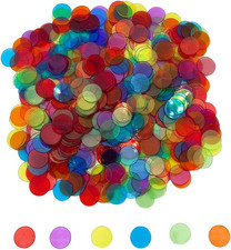 500 Pieces 3/4 Inch Transparent 6 Color Bingo Counting Chips with Bag