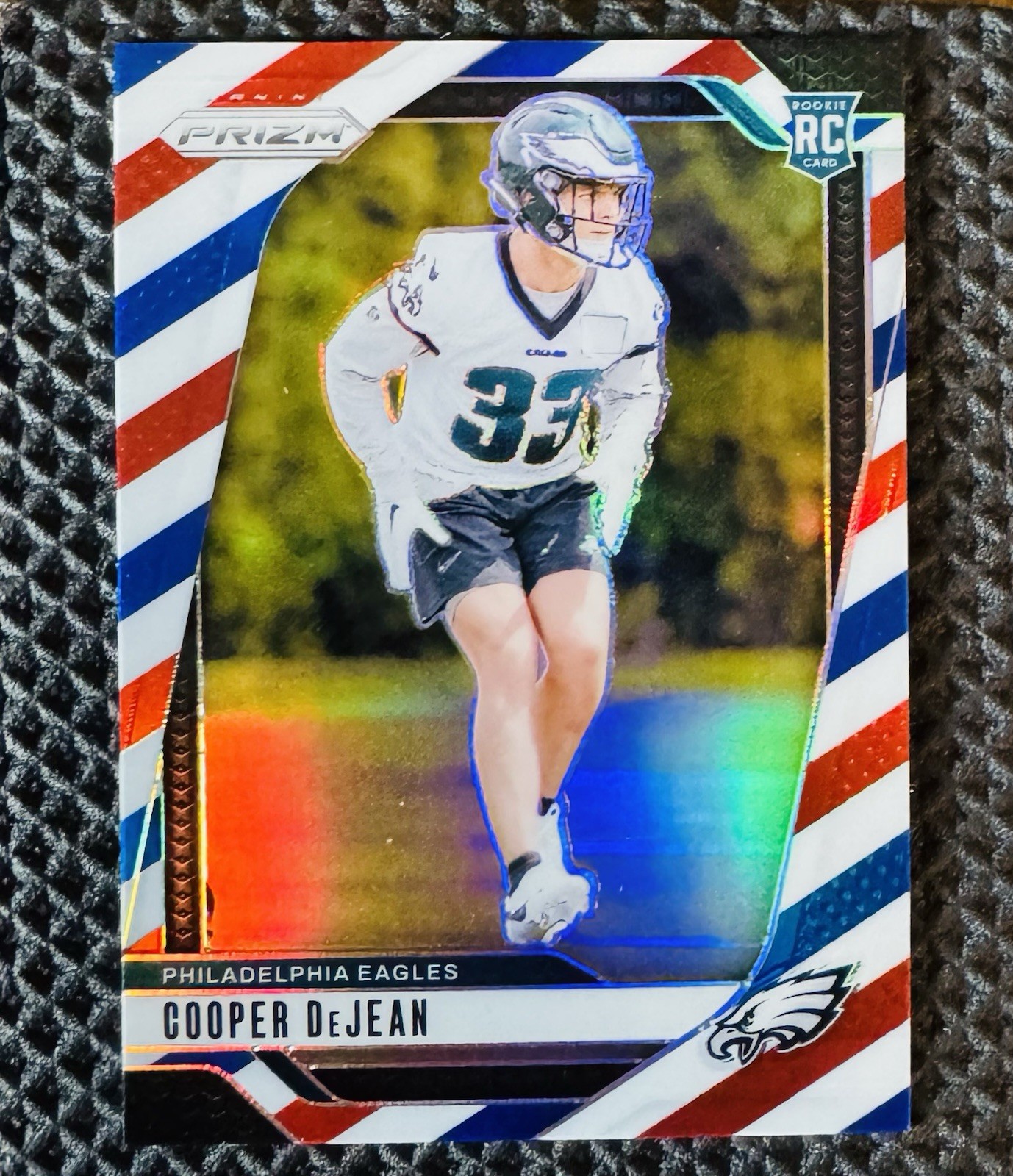 2024 Panini Prizm Rookies Cooper DeJean #321 Red White Blue Prizm (RC) Eagles