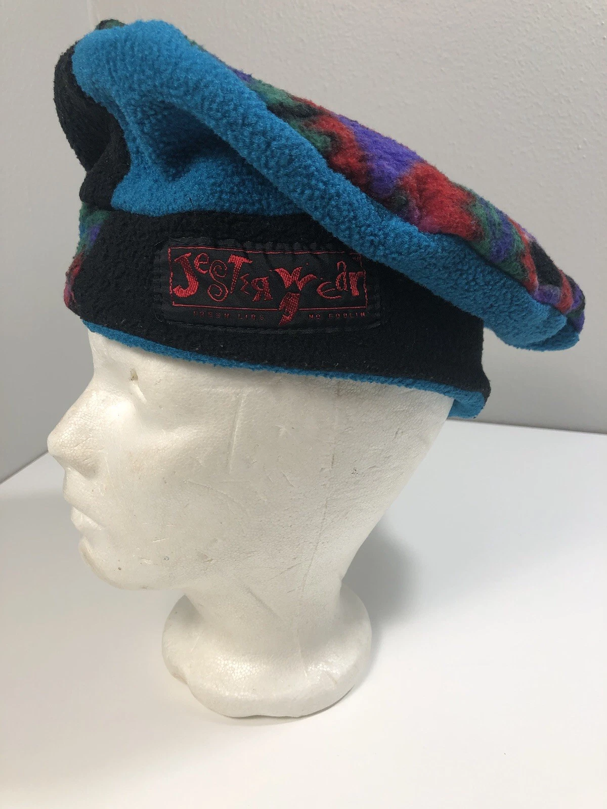 Vintage Jester Wear Beanie Hat Fleeced Pattern ski Snowboard