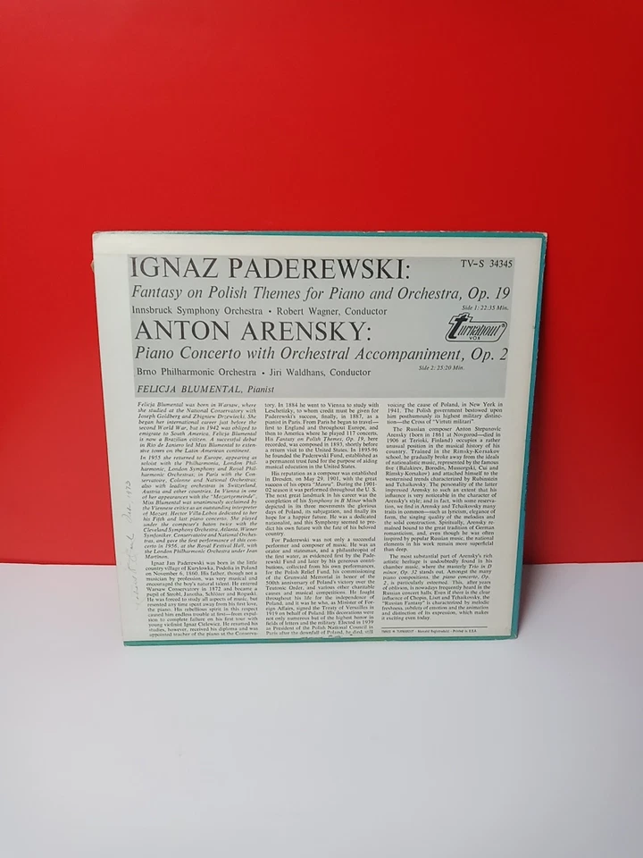 FELICJA BLUMENTHAL / PADEREWSKI / ARENSKY Polish/Russian Fantasy - Image 4 of 4