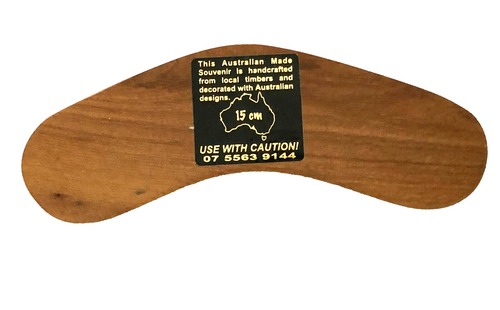 Wood Boomerang Australian Souvenir Kangaroo Aussie Design Handcrafted - Picture 3 of 4