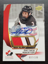 2019 UD Team Canada Juniors Matthew Robertson 4 CLR Patch Auto 37/199 Rangers