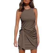 LILLUSORY Women's Summer Tie Wrap Tank Short Mini Tshirt Dresses 2026 Spring L